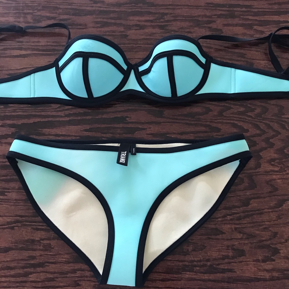 Triangle bathing suit! Neoprene. Light blue